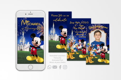 Mickey Disney  Invitation Video Animated Card - Print Me Pretty