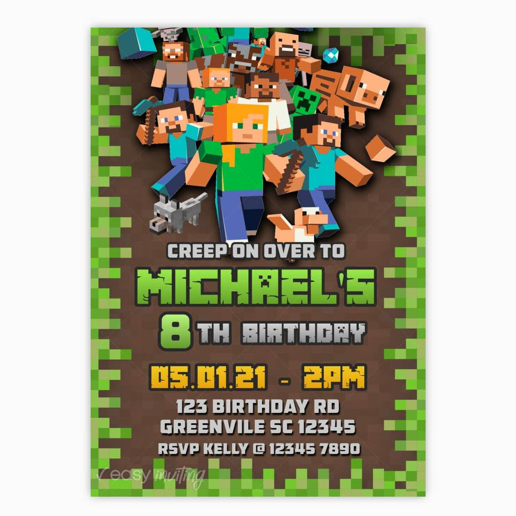 Minecraft Birthday Invitation - Print Me Pretty