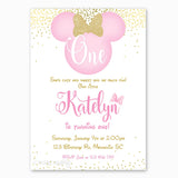 Pink and Golden Minnie Mouse Invitation