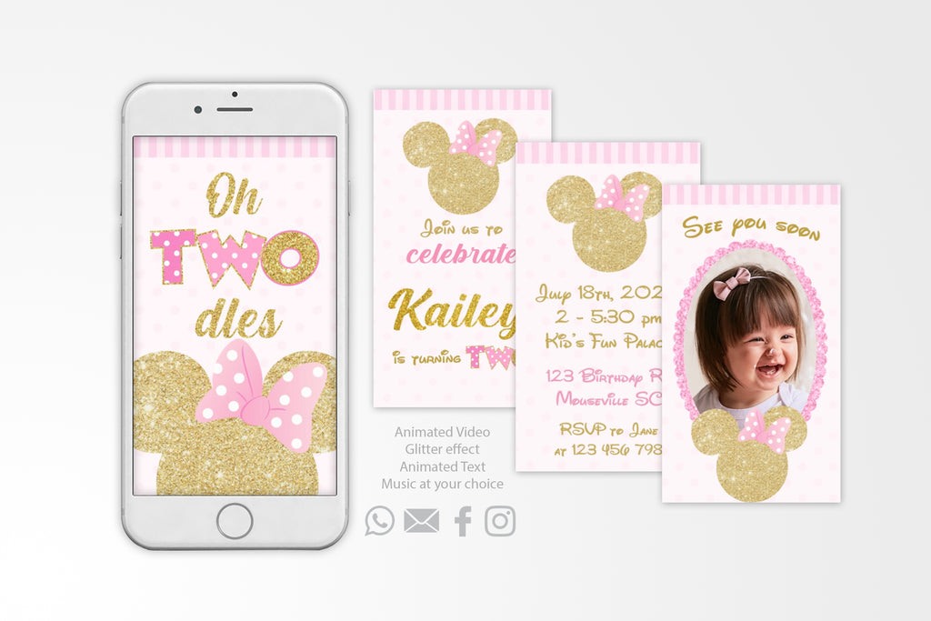 Minnie Twoodles Invitation | Minnie Video Invitation - Print Me Pretty