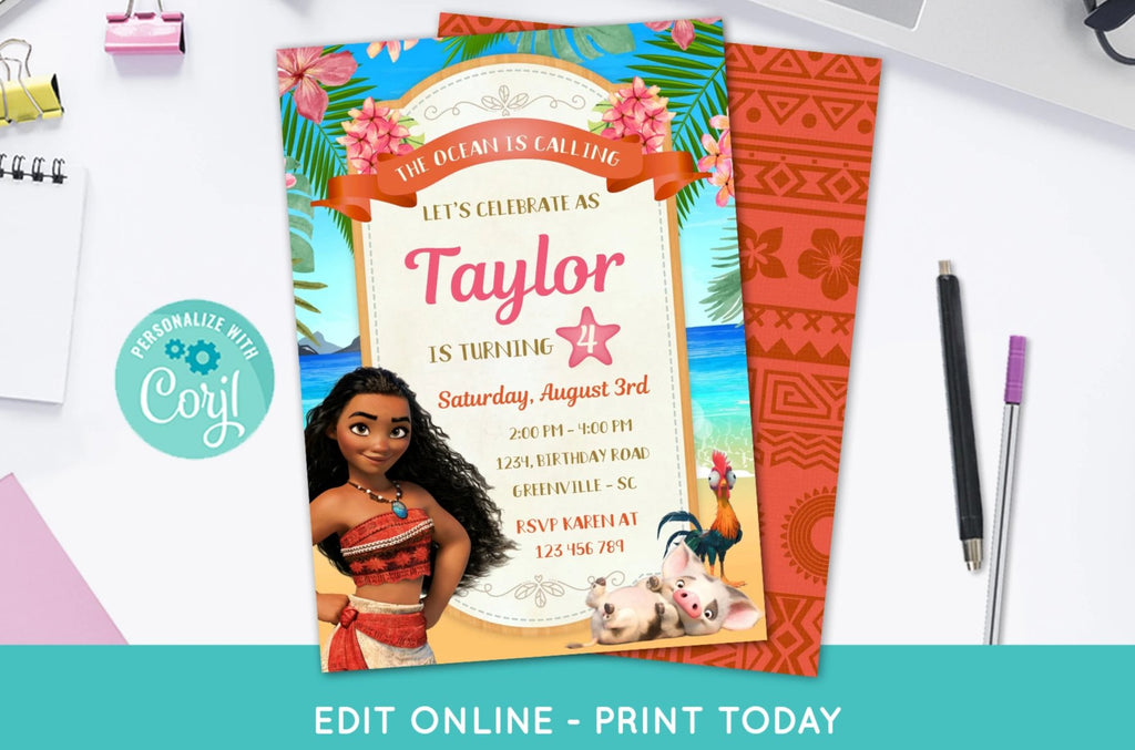 Moana Birthday Invitation - Print Me Pretty