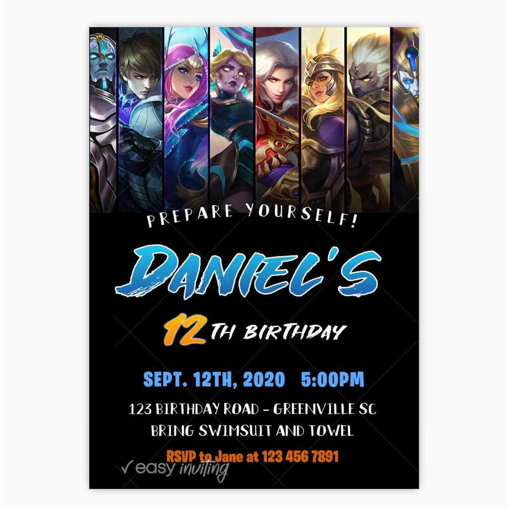 Mobile Legends: Bang Bang Birthday Invitation - Portrait - Print Me Pretty