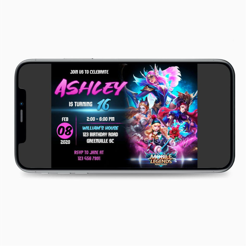 Mobile Legends: Bang Bang Birthday Invitation for Girls - Print Me Pretty