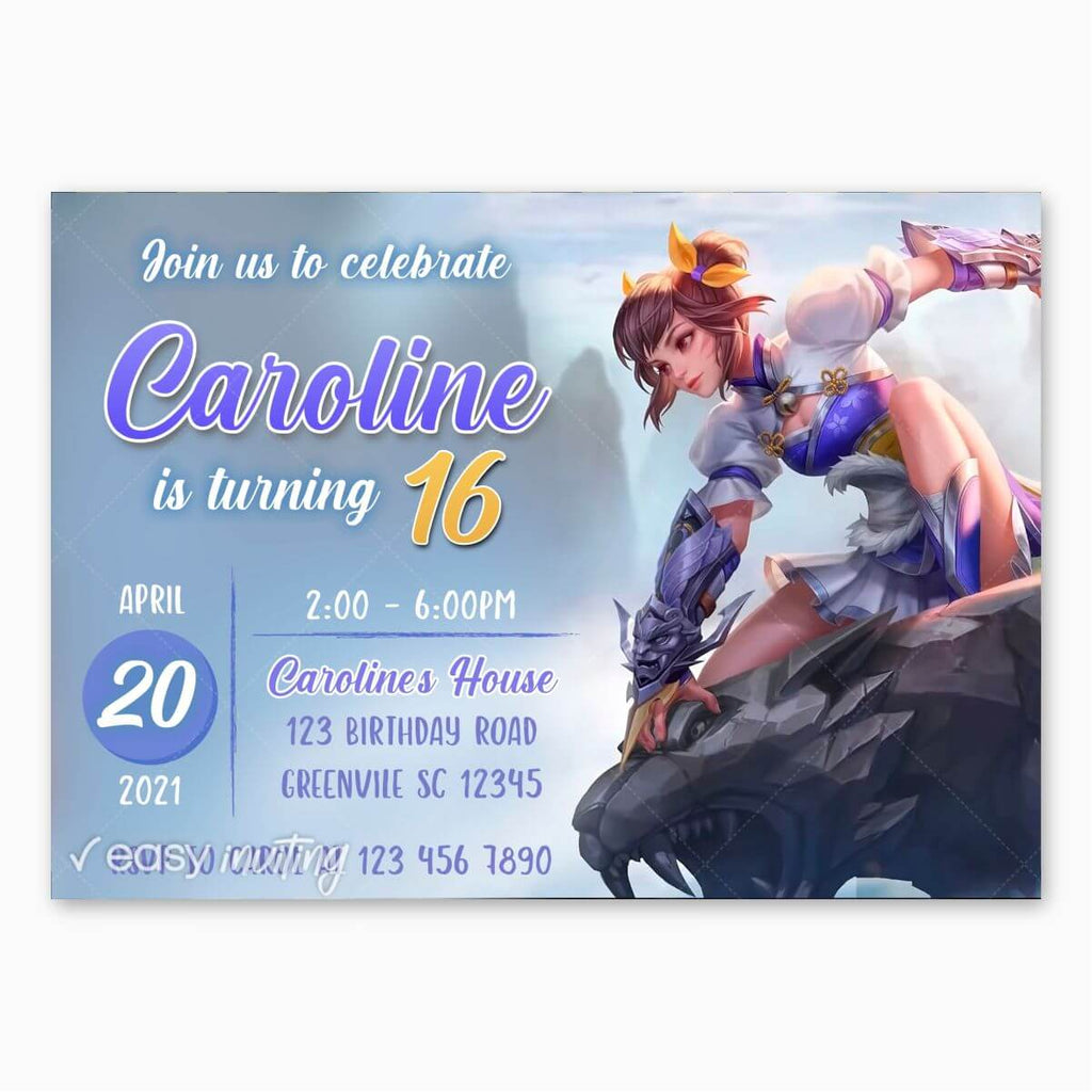 Mobile Legends: Bang Bang Birthday Invitation with Wanwan - Print Me Pretty