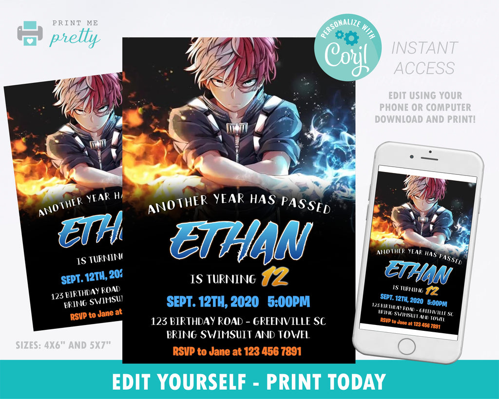 Todoroki Shoto My Hero Academia Anime Birthday Invitation Printable Editable – Easy Inviting todoroki-shoto-my-hero-academia-anime-birthday-invitation-printable-editable-easy-inviting