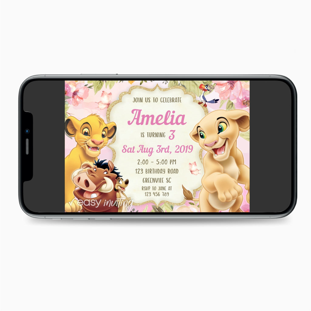 Nala Lion King Birthday Invitation - Print Me Pretty