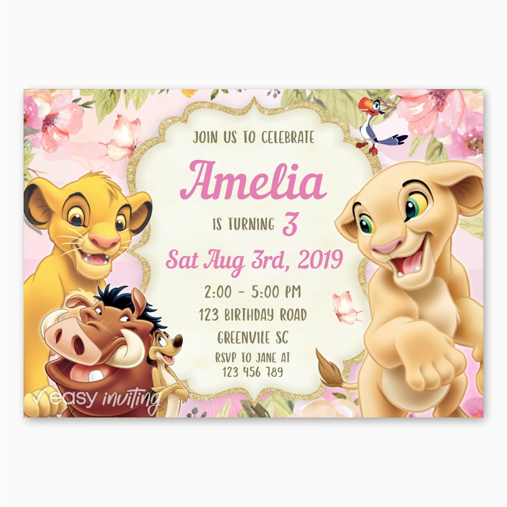 Nala Lion King Birthday Invitation - Print Me Pretty