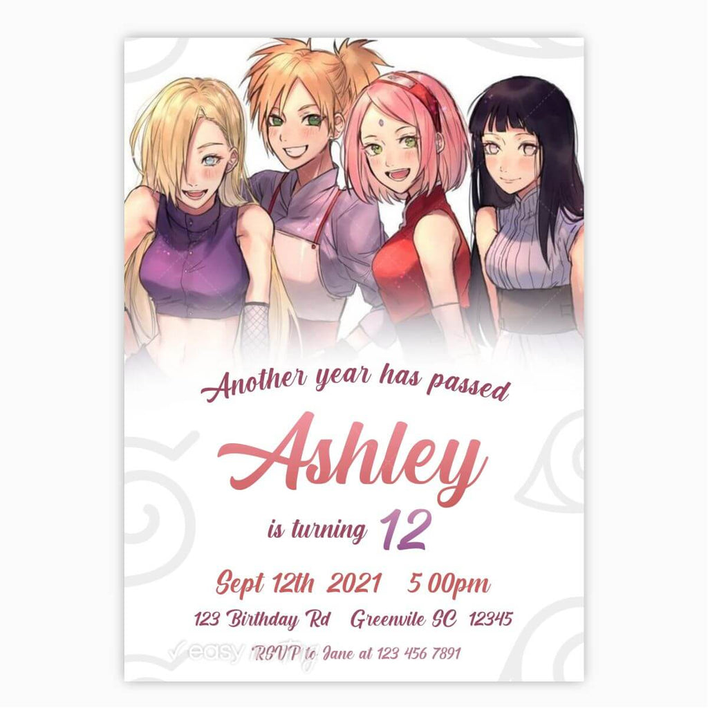 Naruto Birthday Invitation for Girls - Print Me Pretty