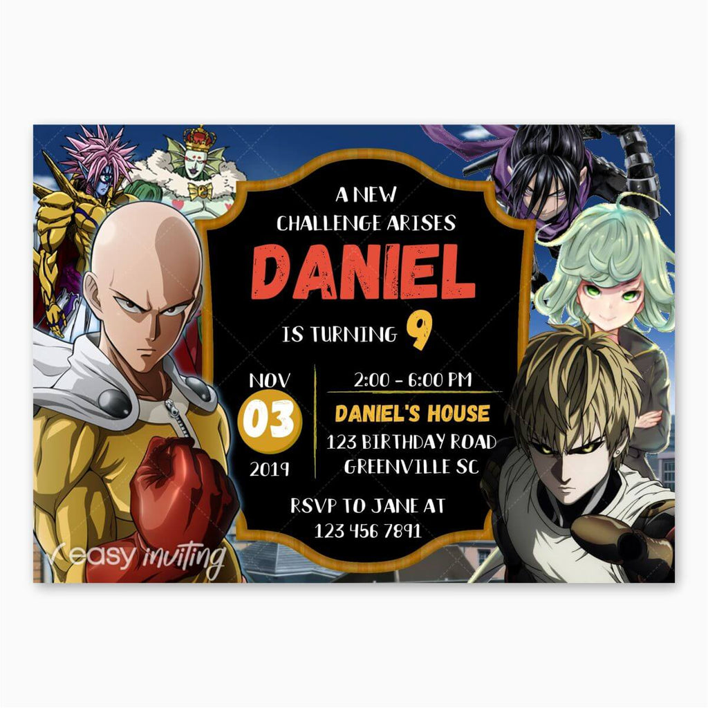 One Punch Man Birthday Invitation - Print Me Pretty