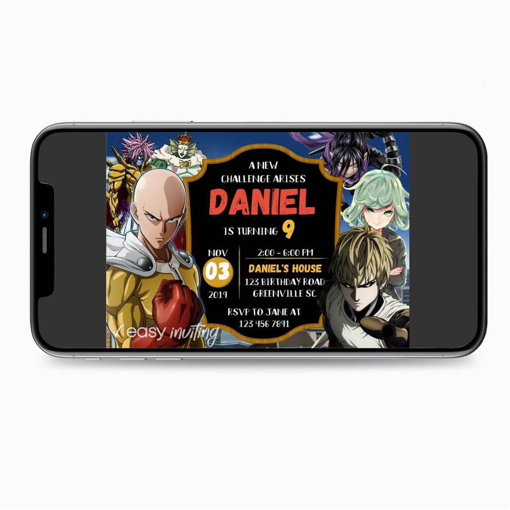 One Punch Man Birthday Invitation - Print Me Pretty