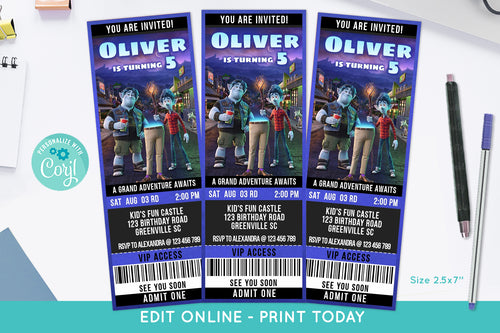 Onward Movie Ticket Birthday Invitation - Print Me Pretty