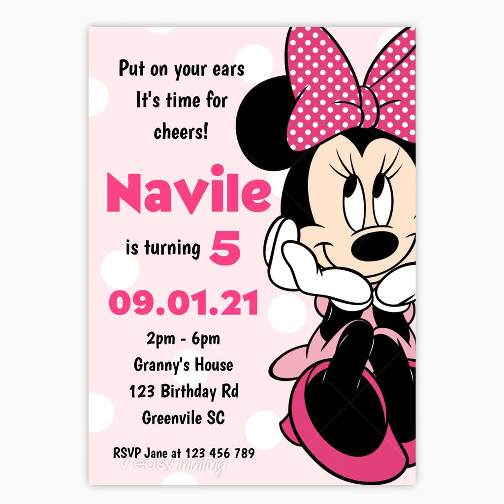Pink Minnie Mouse Birthday Invitation - Print Me Pretty