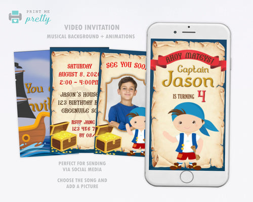 Pirate Video Invitation - Print Me Pretty