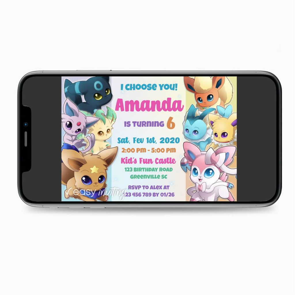 Chibi Eevee Birthday Invitation Eeveevolution - Print Me Pretty