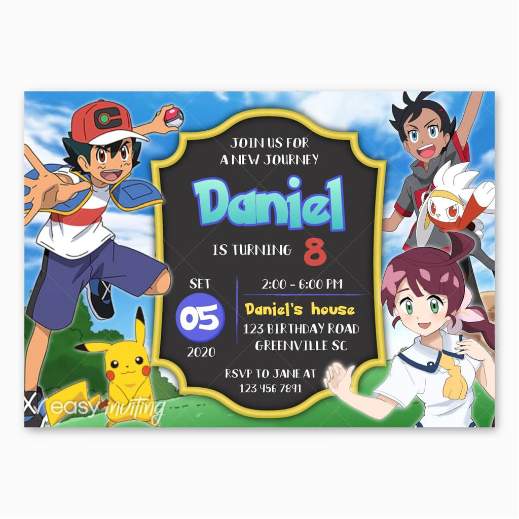 Pokemon Journeys Birthday Invitation - Print Me Pretty