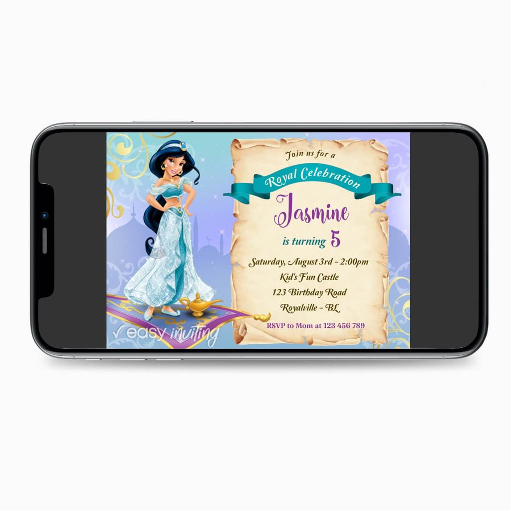 Princess Jasmine Birthday Invitation - Print Me Pretty