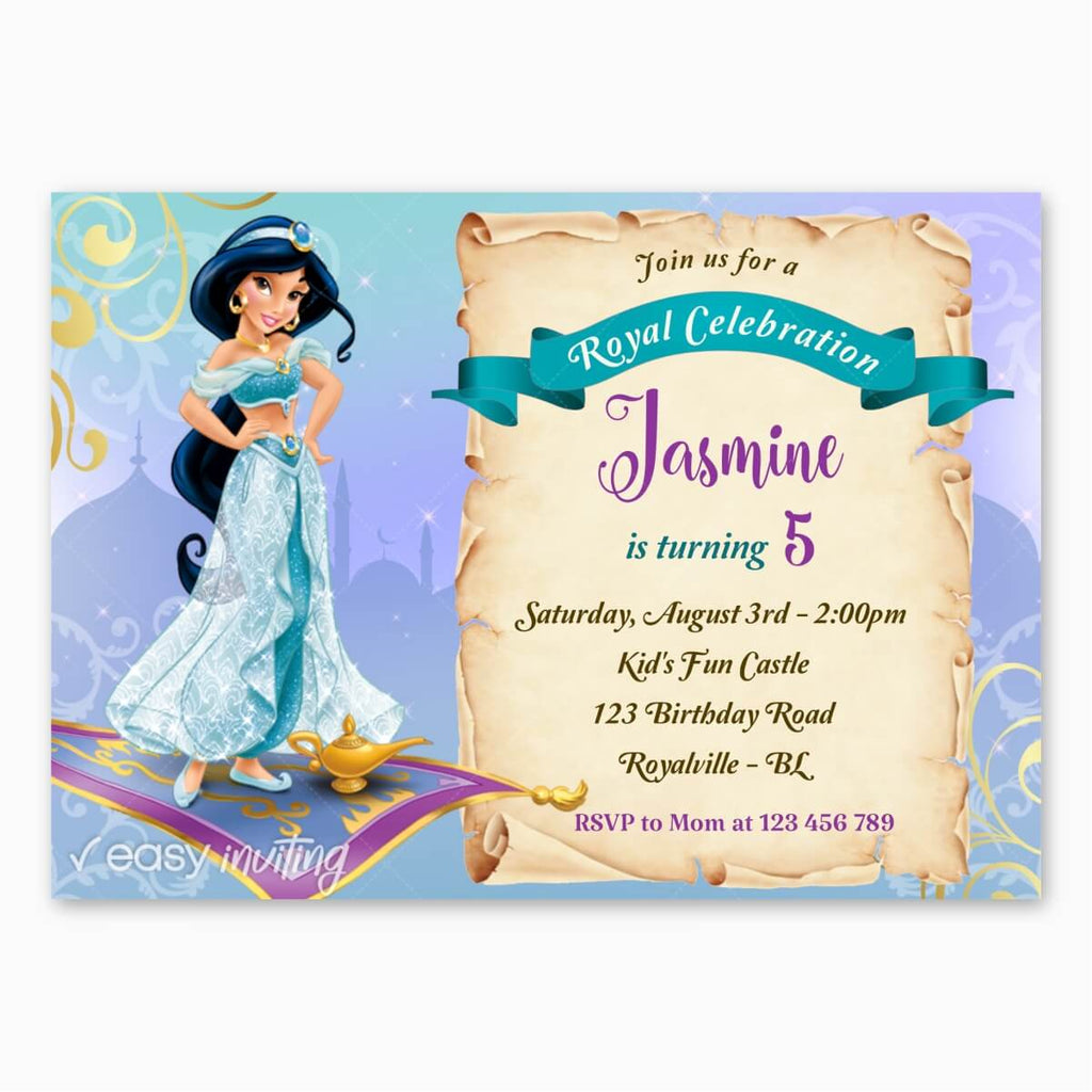 Princess Jasmine Birthday Invitation - Print Me Pretty