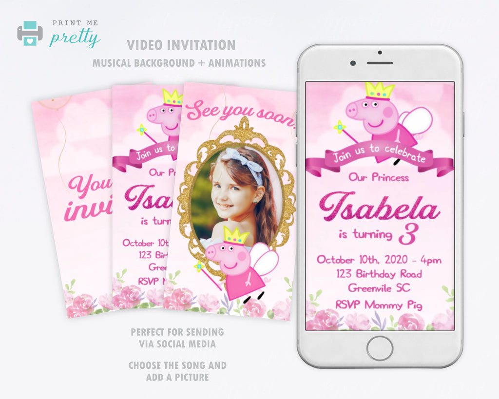 Princess Peppa Pig Video Invitation - Print Me Pretty