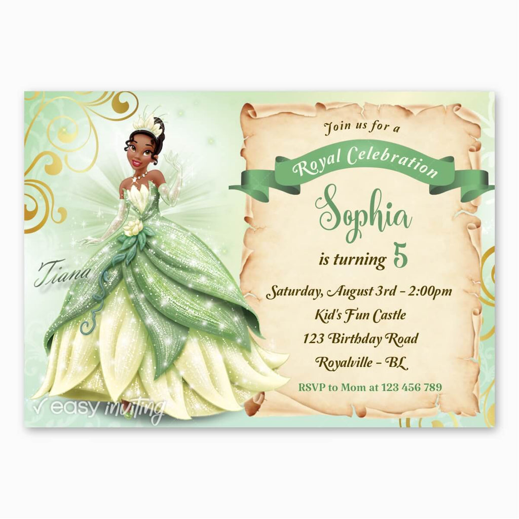 Princess Tiana Birthday Invitation - Print Me Pretty