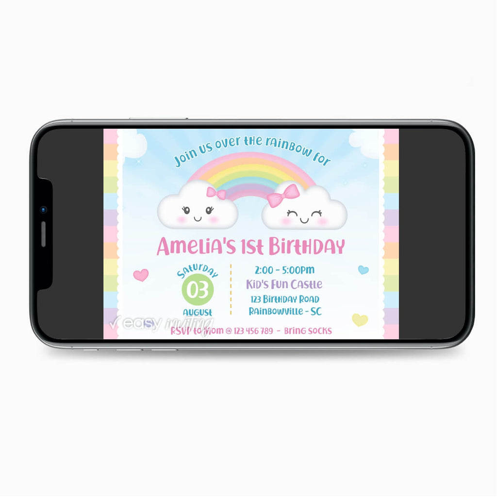 Rainbow Birthday Invitation - Print Me Pretty