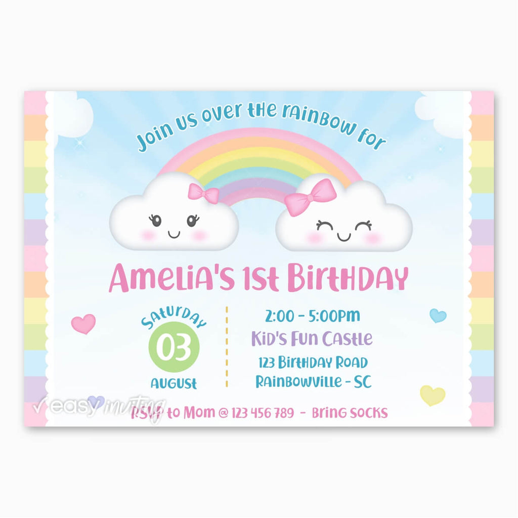 Rainbow Birthday Invitation - Print Me Pretty