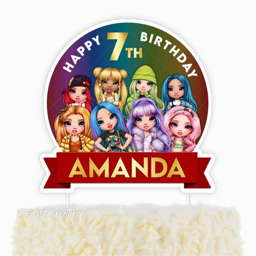 Rainbow High Cake Topper - Easy Inviting