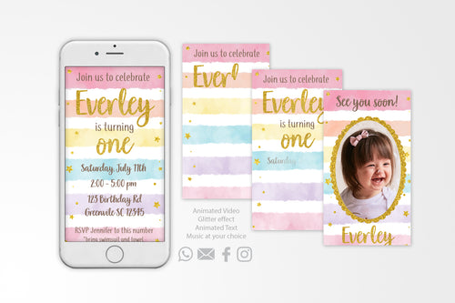 Rainbow Video Invitation Modern - Print Me Pretty