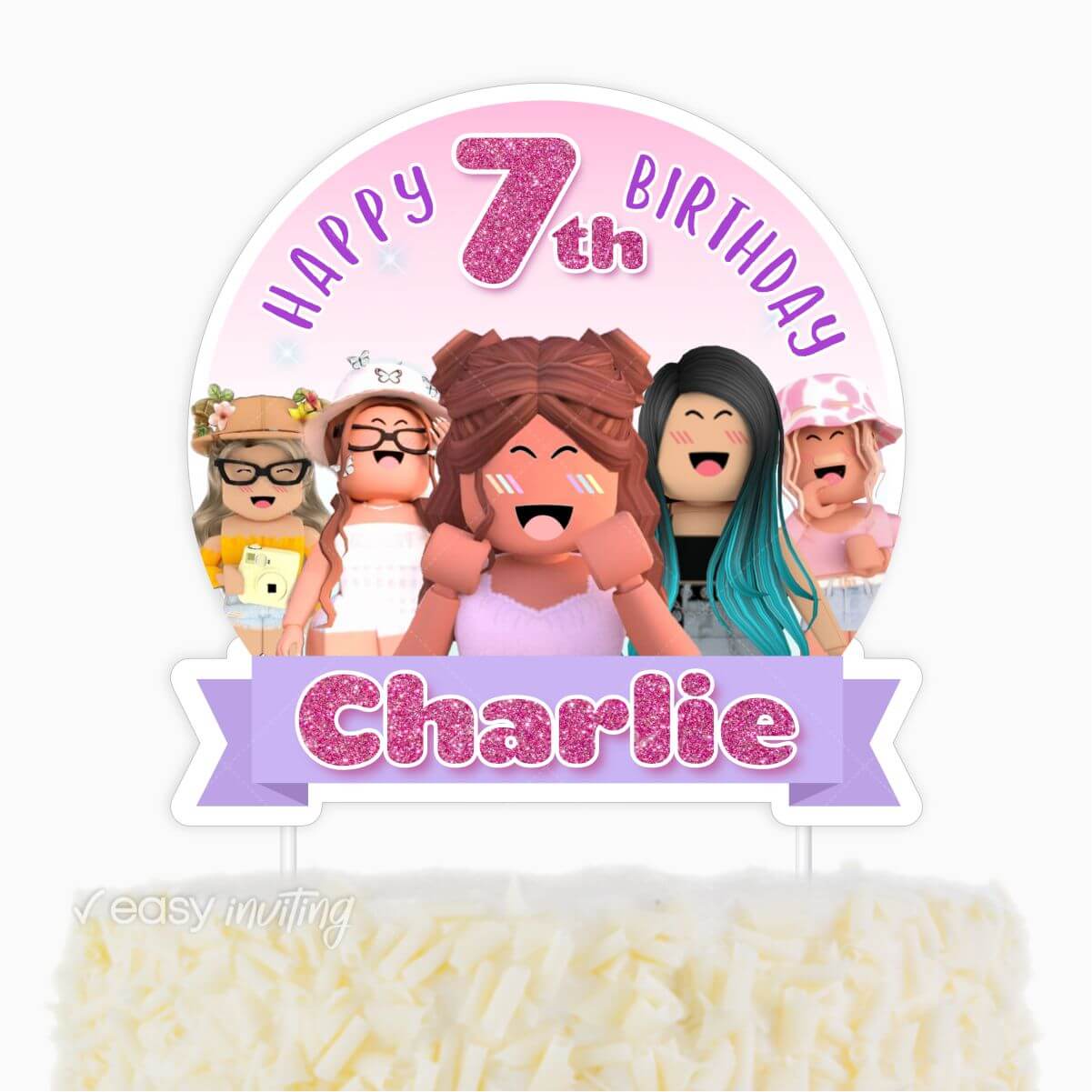 Roblox Cake Topper for Girls - Easy Inviting