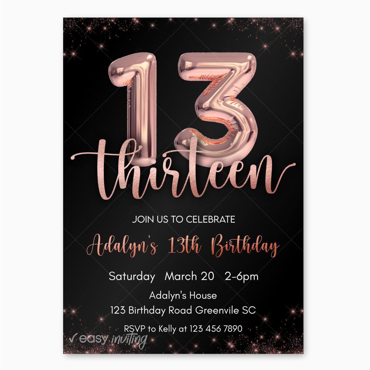 13th Birthday Invitations Printable Free