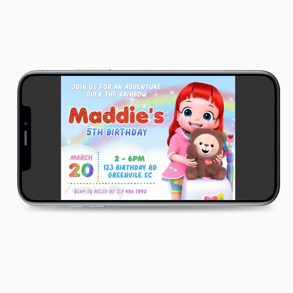 Rainbow Ruby Birthday Invitation - Print Me Pretty