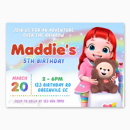 Rainbow Ruby Birthday Invitation - Print Me Pretty