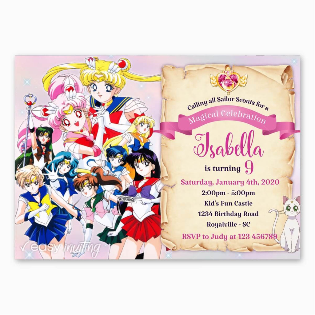 Sailor Moon Birthday Invitation - Print Me Pretty