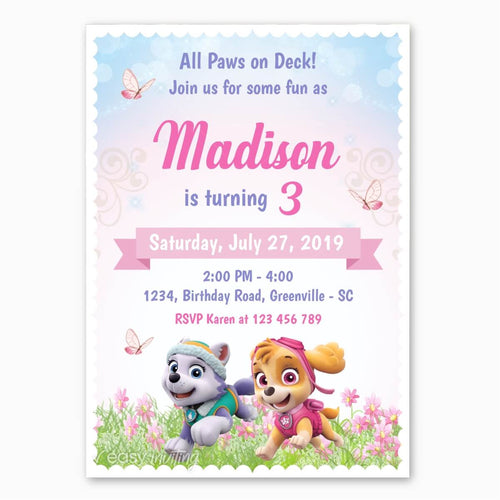 Skye and Everest Birthday Invitation - Print Me Pretty