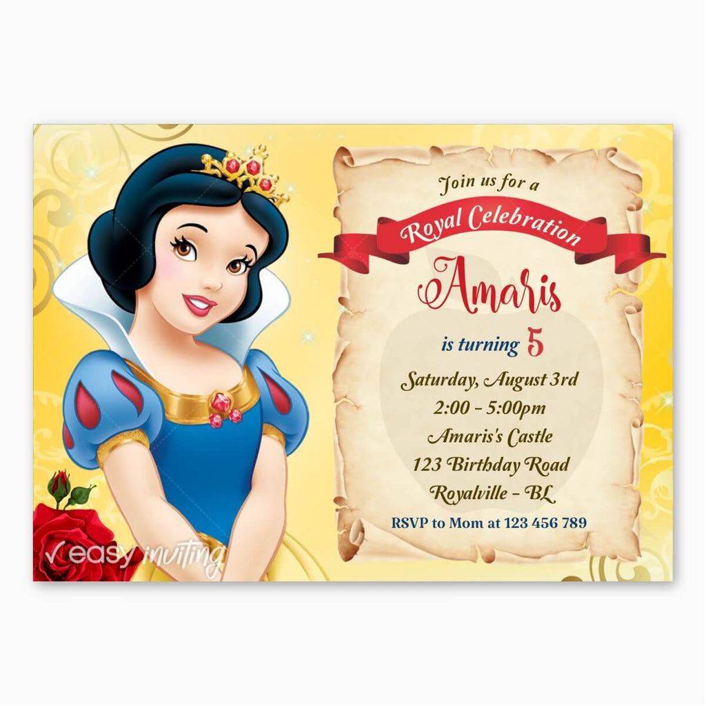 Snow White Birthday Invitation - Print Me Pretty