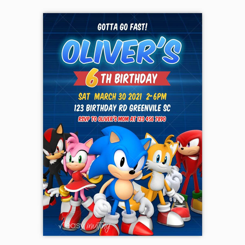 Sonic and Friends Birthday Invitation - Print Me Pretty