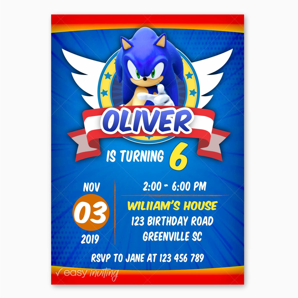 Sonic Birthday Invitation - Print Me Pretty