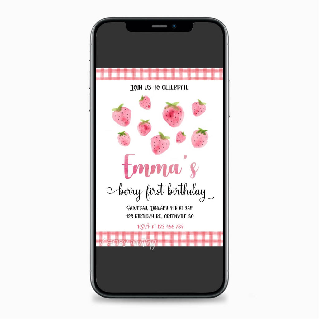 Strawberry Birthday Invitation - Print Me Pretty