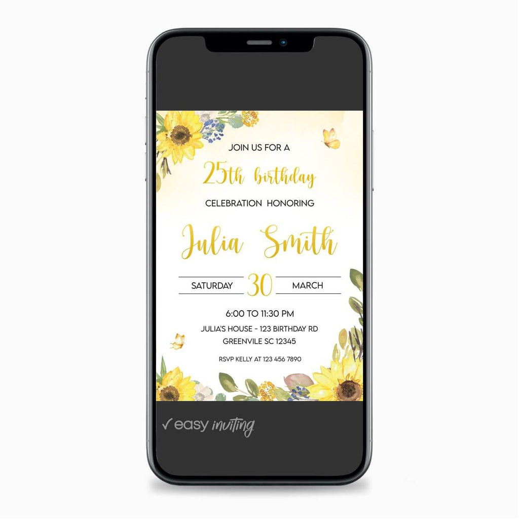 Sunflower Birthday Invitation - Print Me Pretty