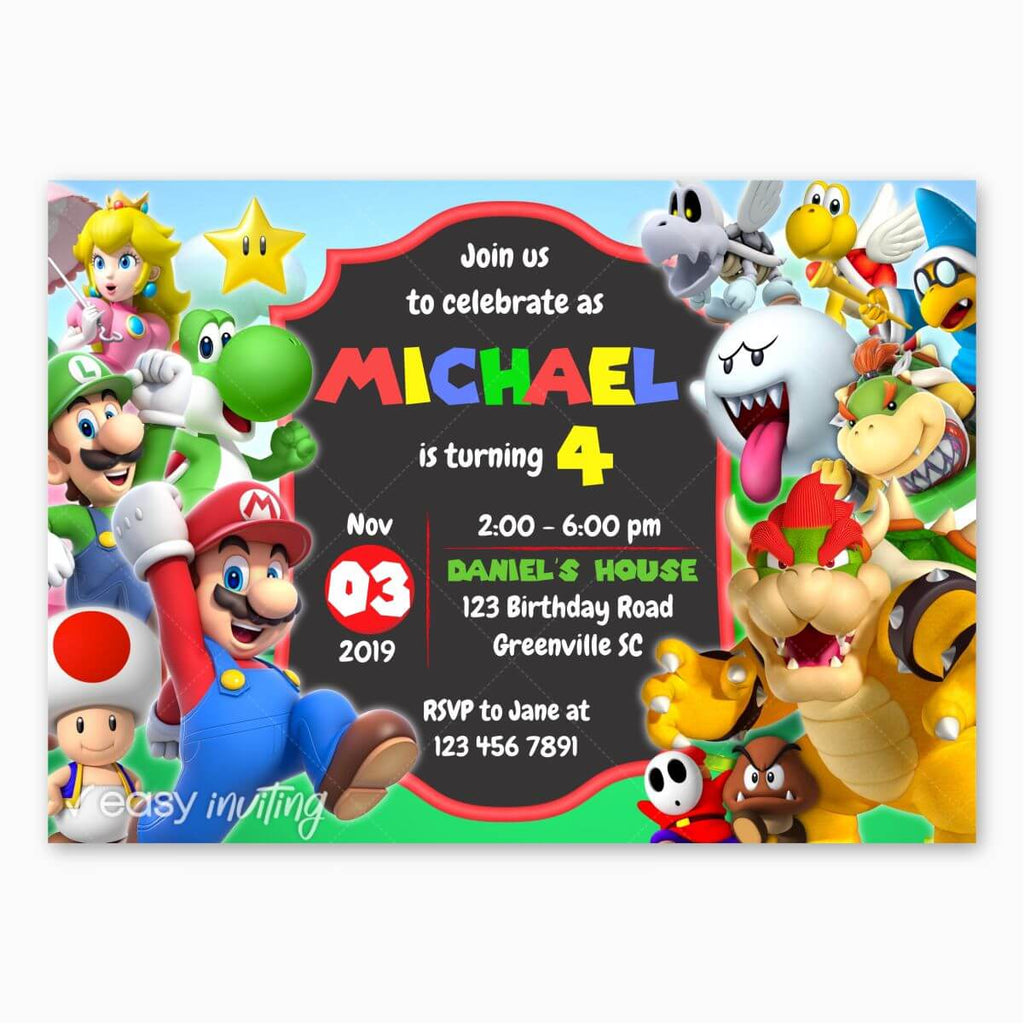 Super Mario Birthday Invitation - Print Me Pretty