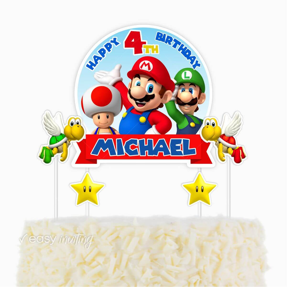 Super Mario Cake Topper, Mario Cake Topper, Super Mario Birthday 