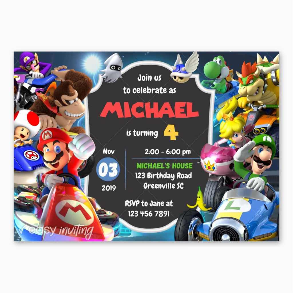 Mario Kart Birthday Invitation - Print Me Pretty