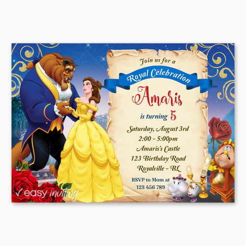 Beauty and the Beast Birthday Invitation - Print Me Pretty