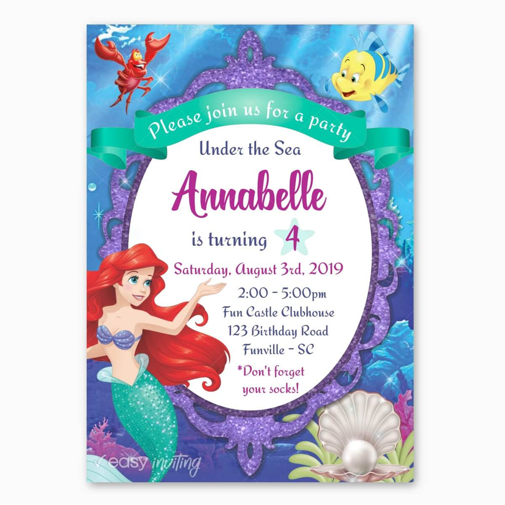 Little Mermaid Birthday Invitation - Print Me Pretty