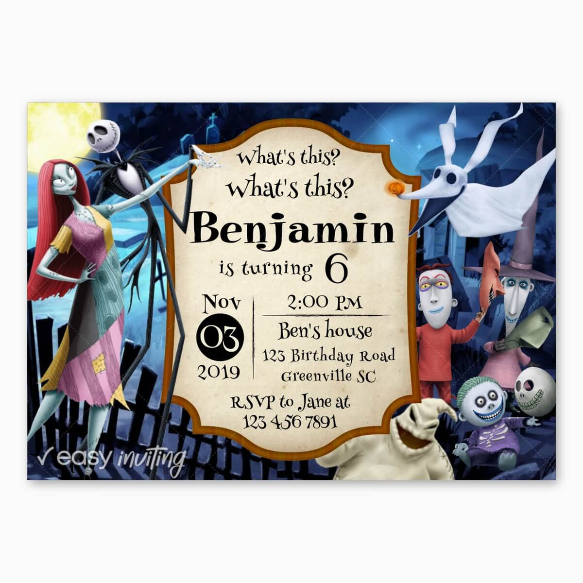 the nightmare before christmas birthday invitation