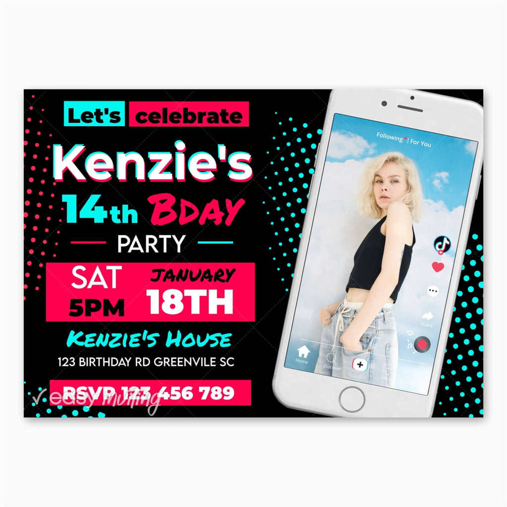 Tik Tok Birthday Invitation with Photo - Print Me Pretty