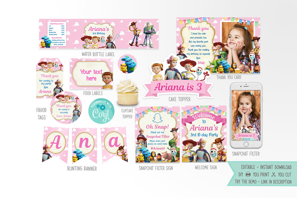 Toy Story 4 Party Printables Bundle Girl - Print Me Pretty