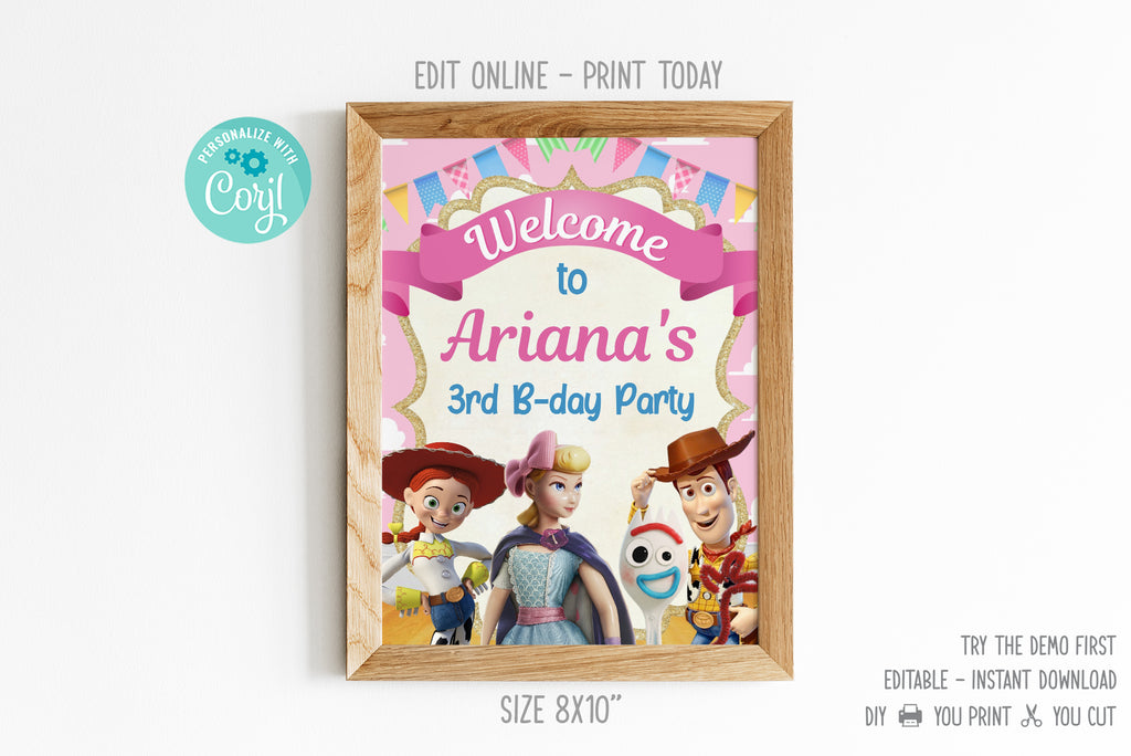Toy Story Welcome Banner Sign Girls - Print Me Pretty