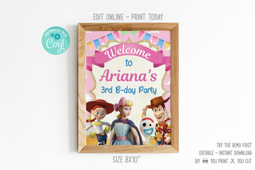 Toy Story Welcome Banner Sign Girls - Print Me Pretty
