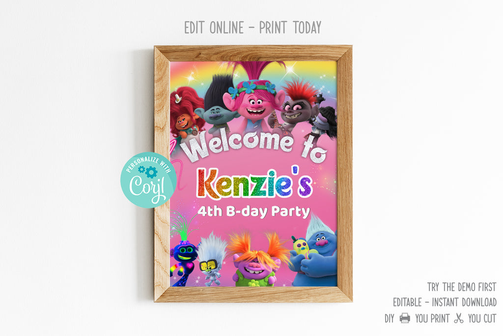 Trolls 2 Welcome Sign - Print Me Pretty