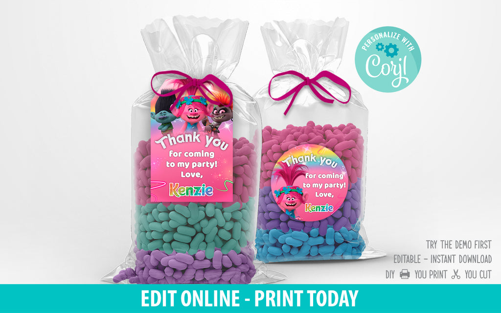 Trolls 2 Party Favors Tag Printable - Print Me Pretty